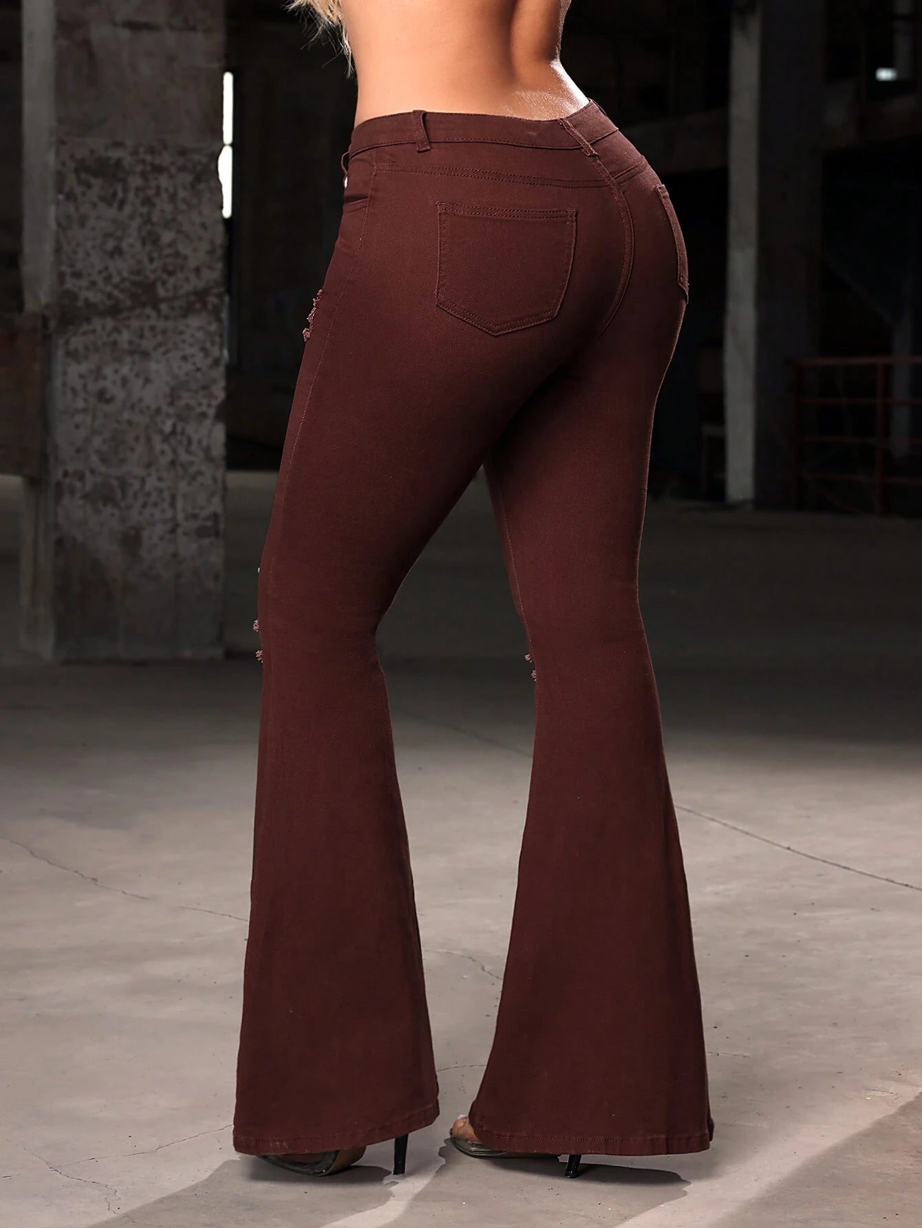 SHEIN SXY High Waist Ripped Flare Leg Jeans