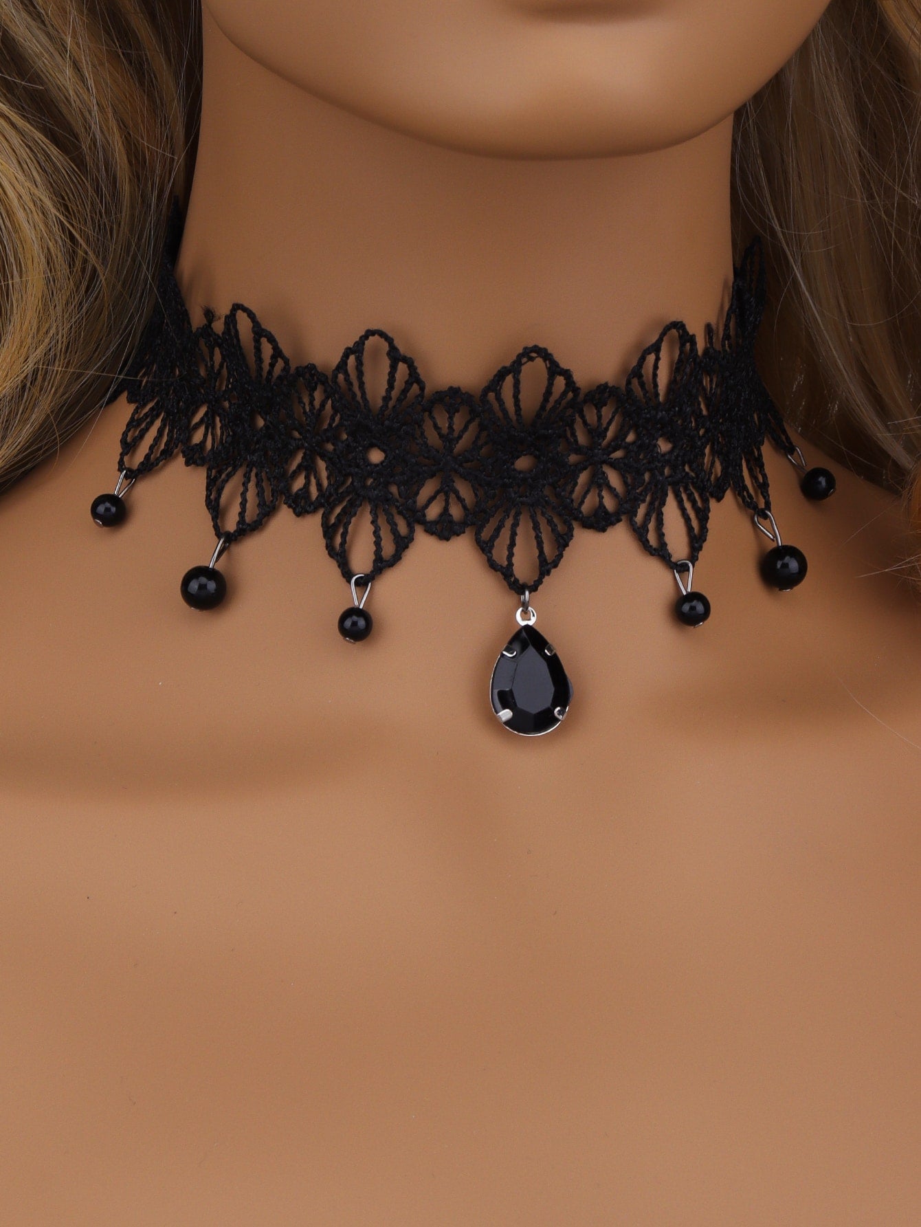 Water-Drop Charm Lace Choker Goth Punk Jewelry