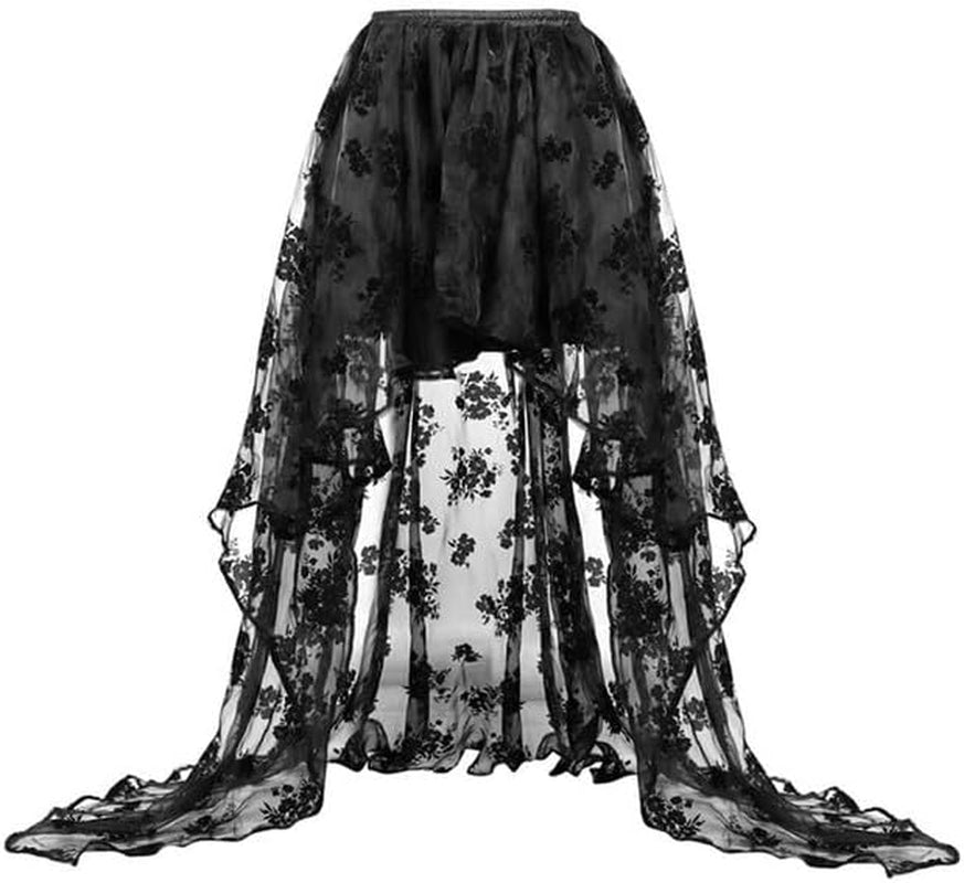 Women'S Black Lace Victoria Gothic Long Maxi Skirt Party