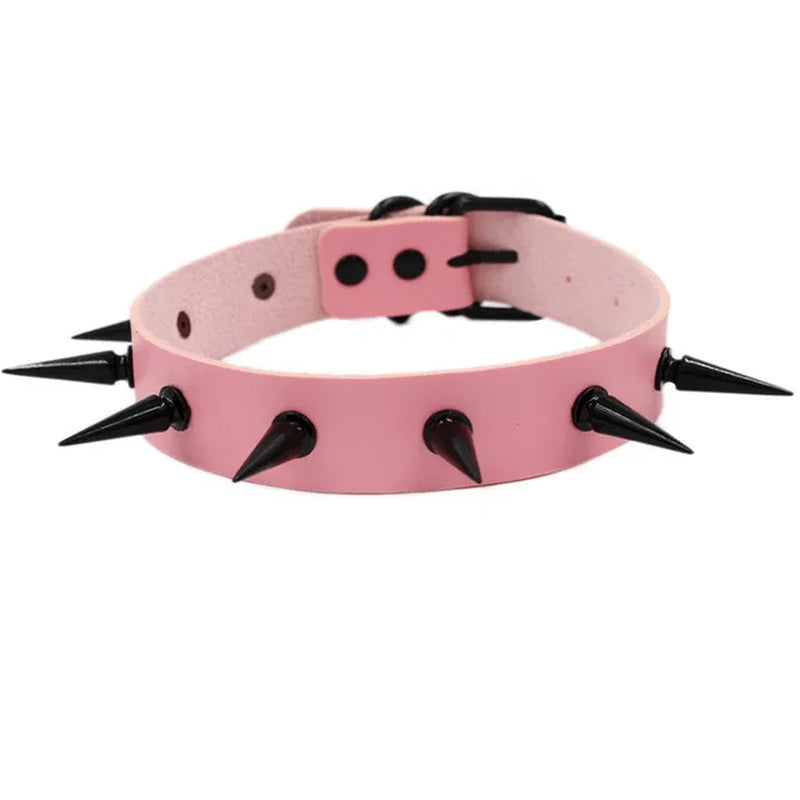 Pink Chocker Necklaces Sexy Rivets Black Goth Punk Chokers Gothic Choker Necklace for Women Bondage Jewelry Gift