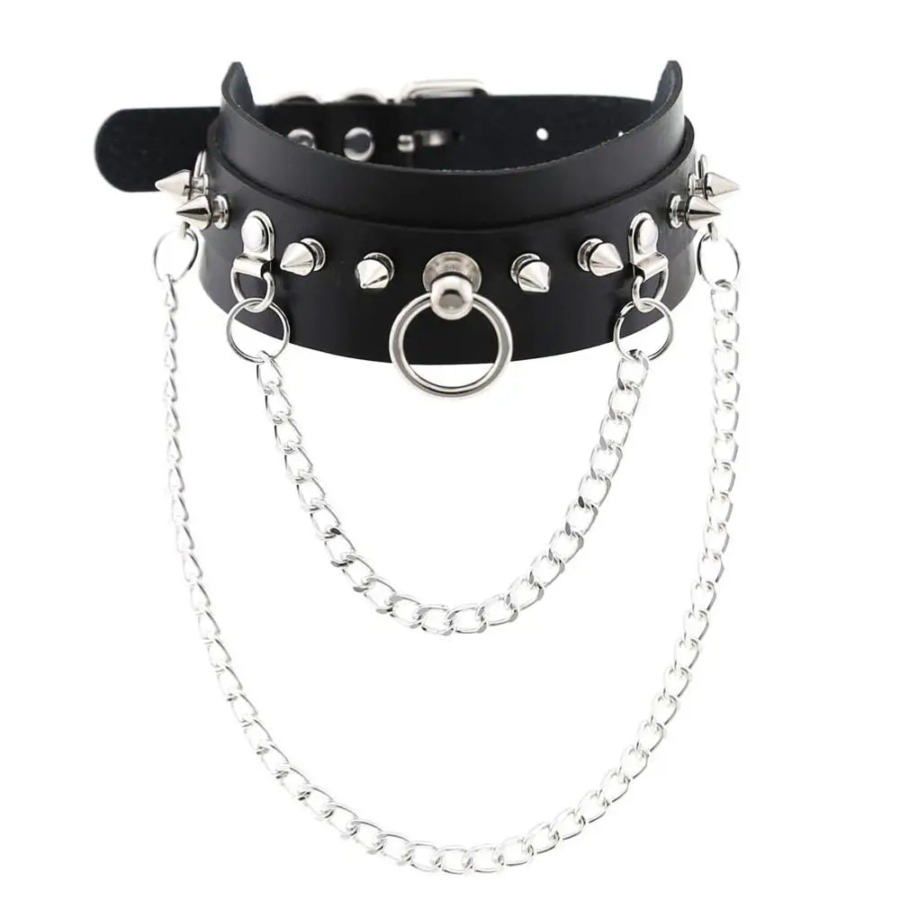 Fashion Gothic Necklace Punk Choker Collar Goth Silver Color Chain Pendant Necklace Women Leather Emo Kawaii Witch Rave Jewelry