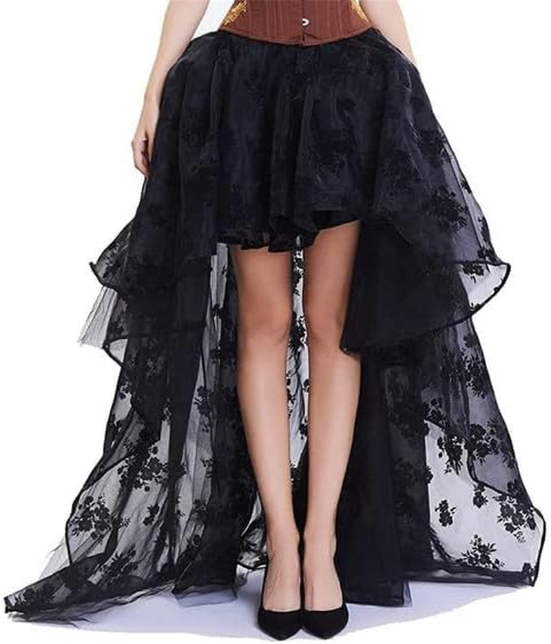 Women'S Black Lace Victoria Gothic Long Maxi Skirt Party