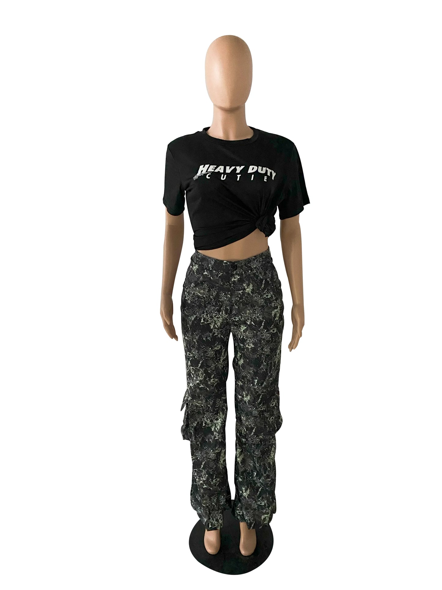 Camouflage Women Cargo Pants Mid Waist Side Pocket Wide-Leg Trousers Hip-Hop Streetwear Y2K Club Fashion Women Clothing