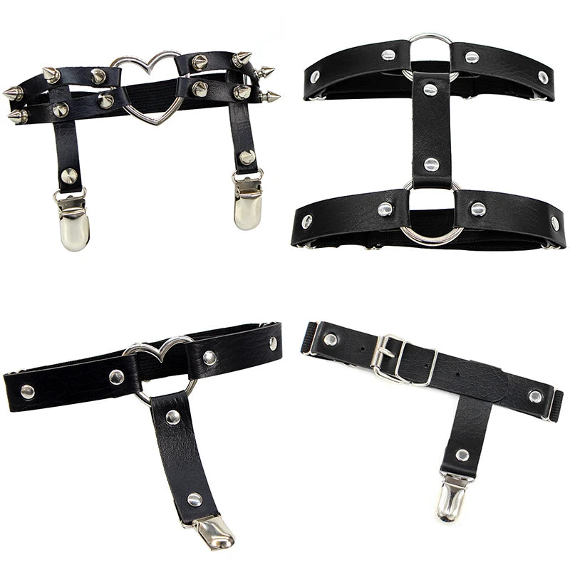 New Pu Leather Garter Belt Punk Harness for Women Lingerie Belts Stockings Body Bondage Leg Harness Belts Suspender Goth Clothes