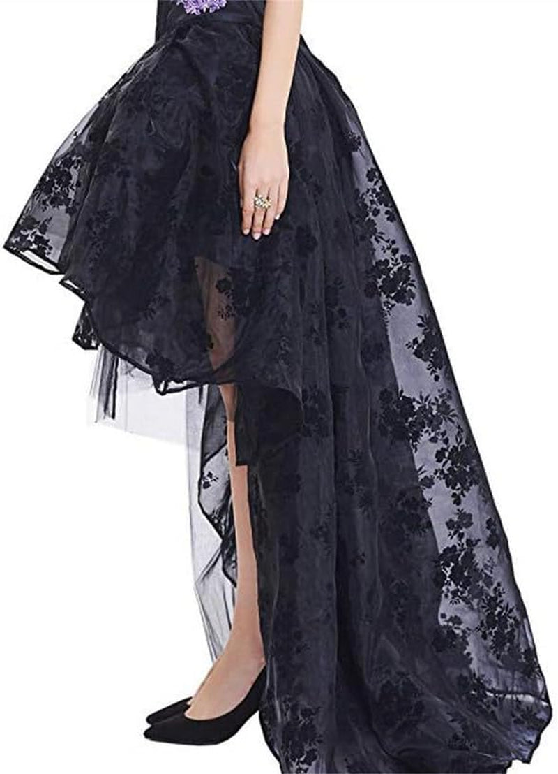 Women'S Black Lace Victoria Gothic Long Maxi Skirt Party